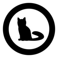 Cat icon black color in circle or round vector