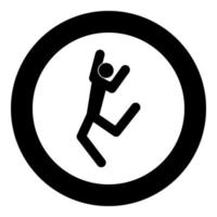 Dancer stick black icon in circle vector illustration isolated .