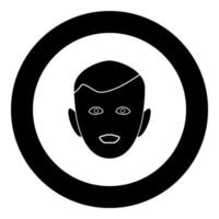 Little boy face black icon in circle vector illustration isolated .