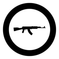 Assault rifle black icon in circle vector illustration isolated .