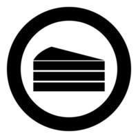Piece of cake black icon in circle vector illustration isolated .