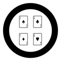 Playing cards icon black color in circle vector