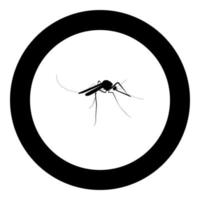 icono de mosquito color negro en círculo vector