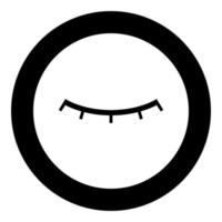 Closed eye icon black color in circle vector