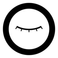 Closed eye icon black color in circle vector