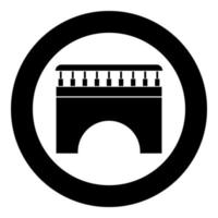 icono de puente color negro en círculo vector