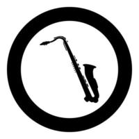 icono de saxofón negro en círculo vector