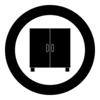Cupboard or cabinet black icon in circle vector
