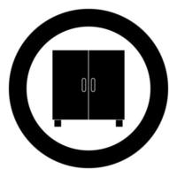 Cupboard or cabinet black icon in circle vector