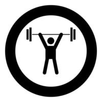 Man uping weight black icon in circle vector