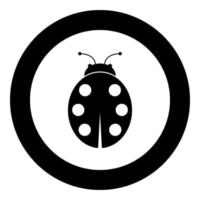 Ladybird black icon in circle vector