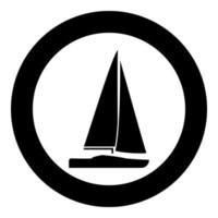 Yacht icon black color vector illustration simple image