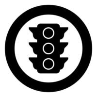 Traffic light icon black color in circle or round vector