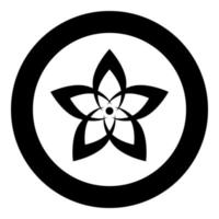 Flower icon black color in circle or round vector