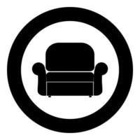 sillón, icono, negro, color, en, círculo vector