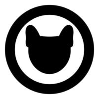 icono de cabeza de perro color negro en círculo vector
