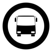 icono de autobús color negro en círculo vector