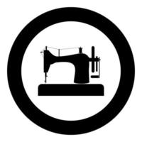 Sewing machine icon black color in circle vector