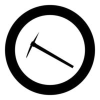 Pickaxe black icon in circle vector illustration isolated .