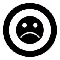 Sad emoticon icon black color in circle vector