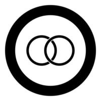 Wedding rings icon black color in circle vector