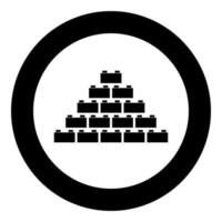 icono de bloque de construcción color negro en círculo vector