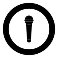 Microphone icon black color in circle vector