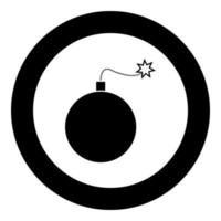 Bomb icon black color in circle vector