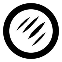 Trail of claws black icon in circle vector