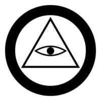 All seeing eye symbol icon black color in circle or round vector