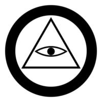 All seeing eye symbol icon black color in circle or round vector