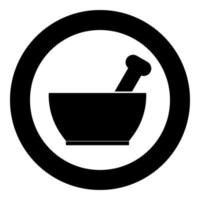 Mortar and pestle icon black color in circle or round vector