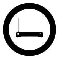 Router icon black color in circle or round vector