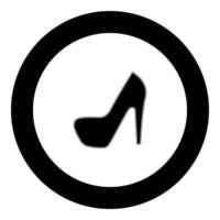 Woman shoes icon black color in circle vector