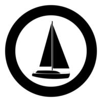Yacht icon black color in circle vector