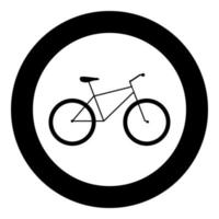 icono de bicicleta color negro en círculo vector