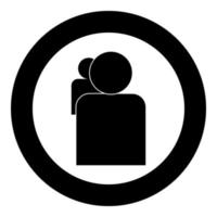 People or two avatar icon black color in circle vector