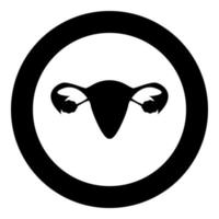 Uterus icon black color in circle vector