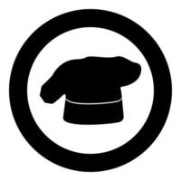 icono de sombrero de cocina de chef color negro en círculo vector