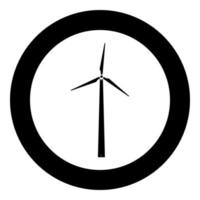 Wind turbine icon black color in circle vector