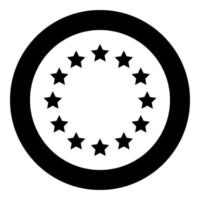 Stars in circle icon black color in circle vector