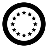 Stars in circle icon black color in circle vector