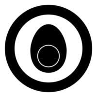 Piece egg black icon in circle vector illustration isolated .