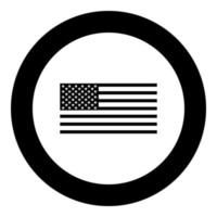 icono de la bandera americana color negro en círculo vector