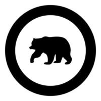 oso icono color negro en círculo vector