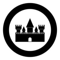 Castle icon black color in circle vector
