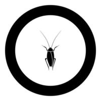 icono de cucaracha color negro en círculo vector