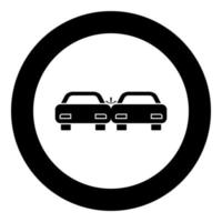 icono de coches estrellados color negro en círculo vector
