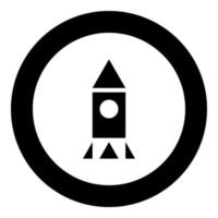 Rocket black icon in circle vector illustration