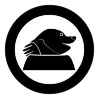 Mole icon in round black color vector illustration for garden craft